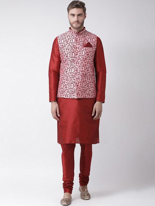 men mandarin kurta pyjama with nehru jacket - 21079572 -  Standard Image - 0