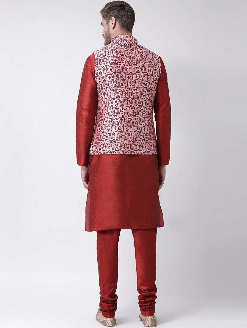 men mandarin kurta pyjama with nehru jacket - 21079572 - Standard Image - 3