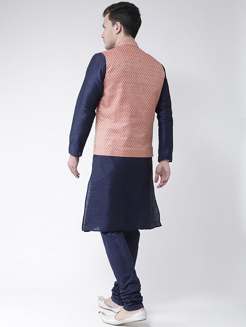 men mandarin neck silk kurta bottom with jacket - 21079588 - Standard Image - 3