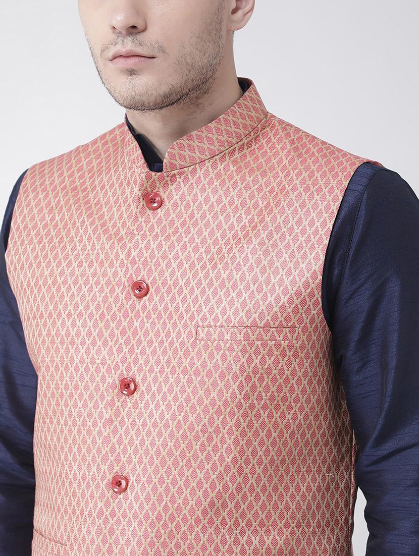 men mandarin neck silk kurta bottom with jacket - 21079588 - Standard Image - 5
