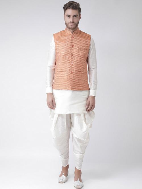men printed long sleeve kurta pyjama with jacket set - 21079589 - Standard Image - 0