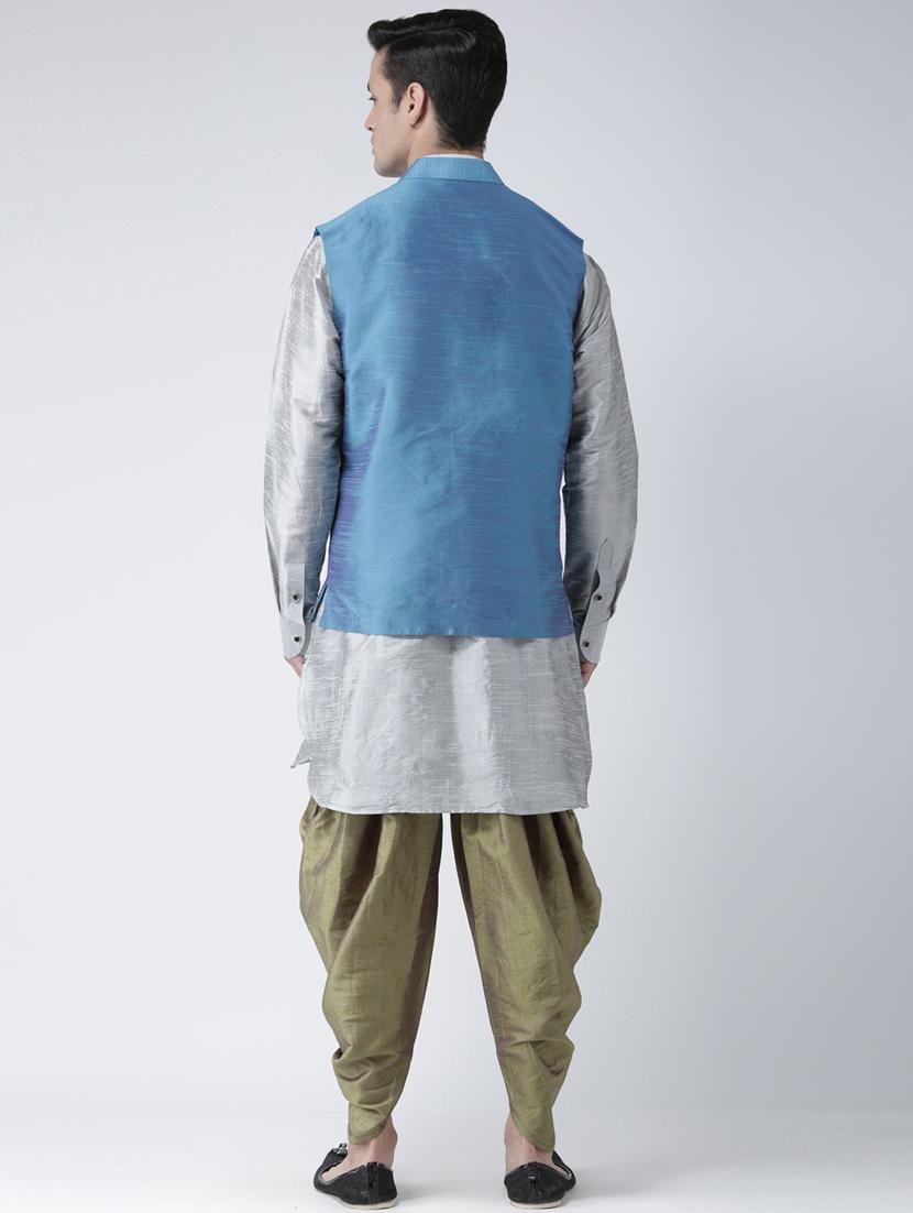 men solid kurta botton with nehru jacket - 21079610 - Standard Image - 3