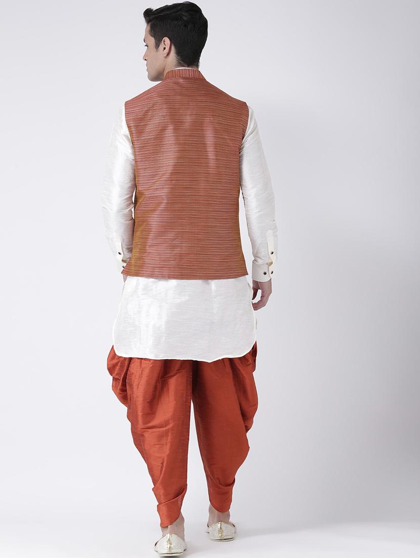 men mandarin neck dhoti kurta set with jacket - 21079638 - Standard Image - 3