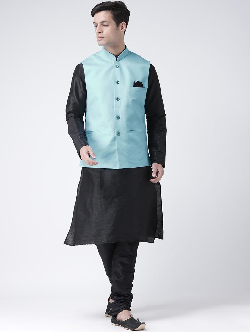 men mandarin neck kurta pyjama set with jacket - 21079646 - Zoom Image - 0