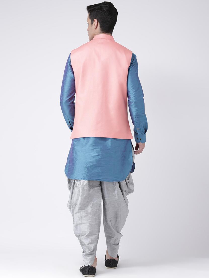 men mandarin neck kurta dhoti with jacket - 21079650 - Standard Image - 3