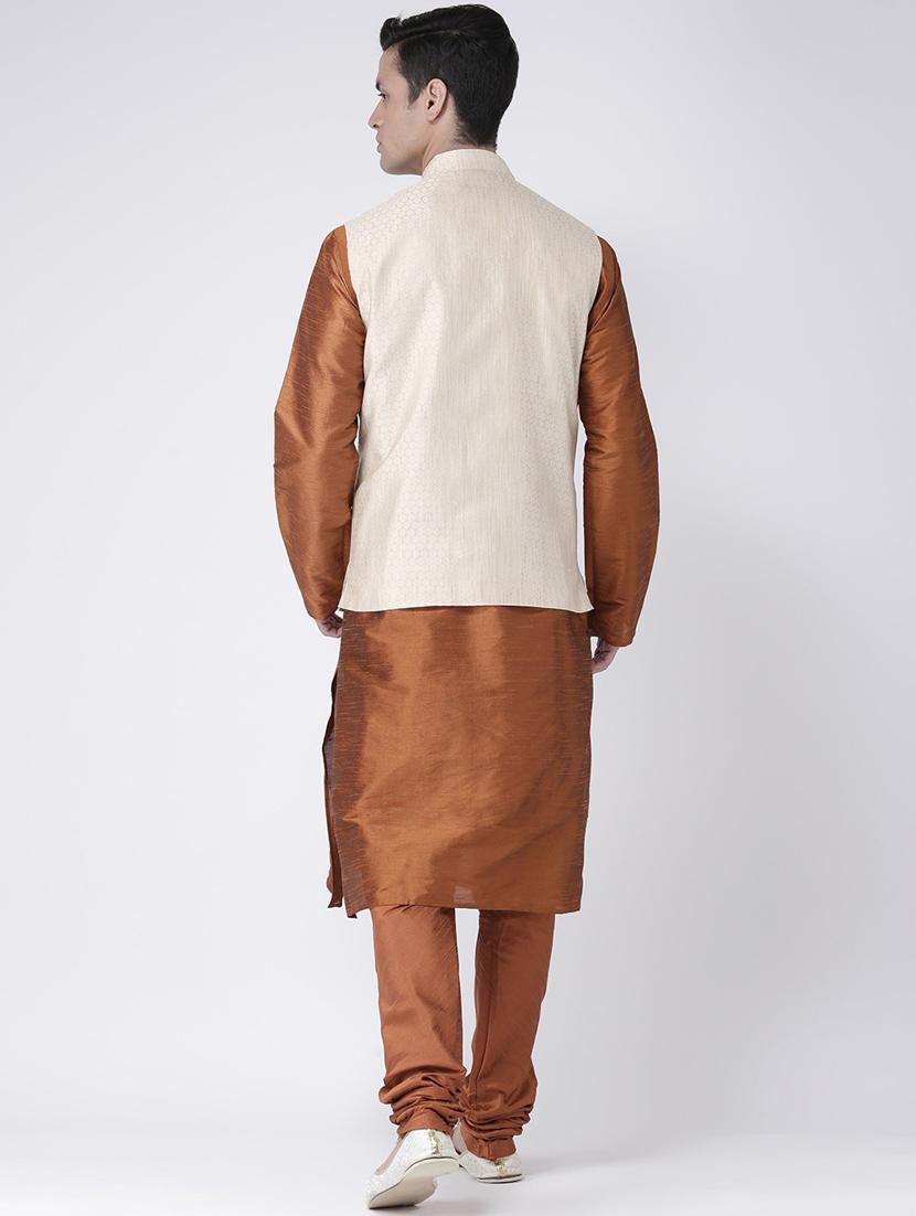 men mandarin neck kurta pyjama set with jacket - 21079668 - Standard Image - 3