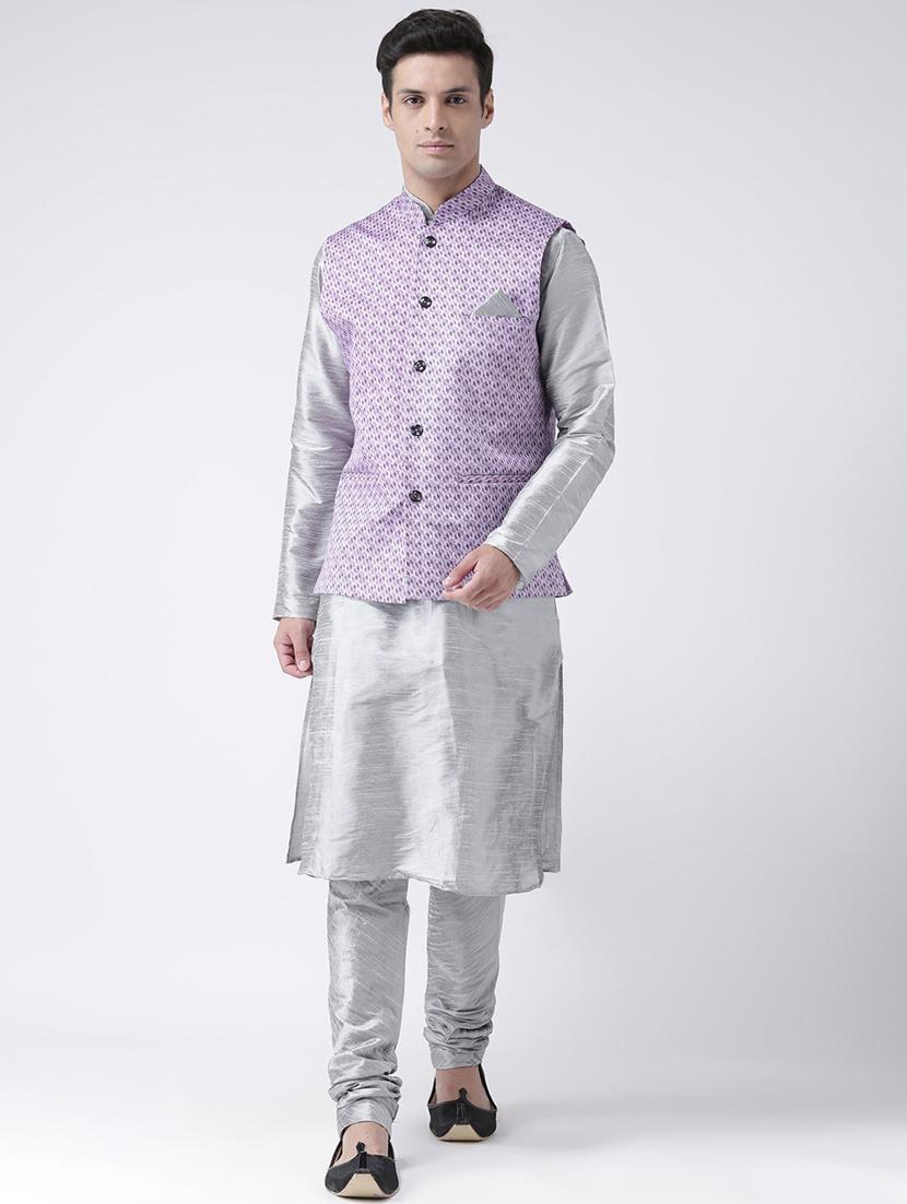 men mandarin neck kurta bottom with jacket - 21079680 -  Zoom Image - 0