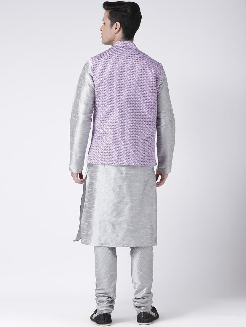 men mandarin neck kurta bottom with jacket - 21079680 - Standard Image - 3