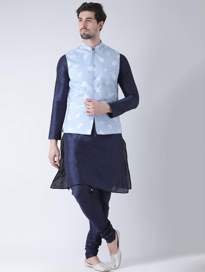 men mandarin neck kurta churidar with jacket - 21079696 - Zoom Image - 0