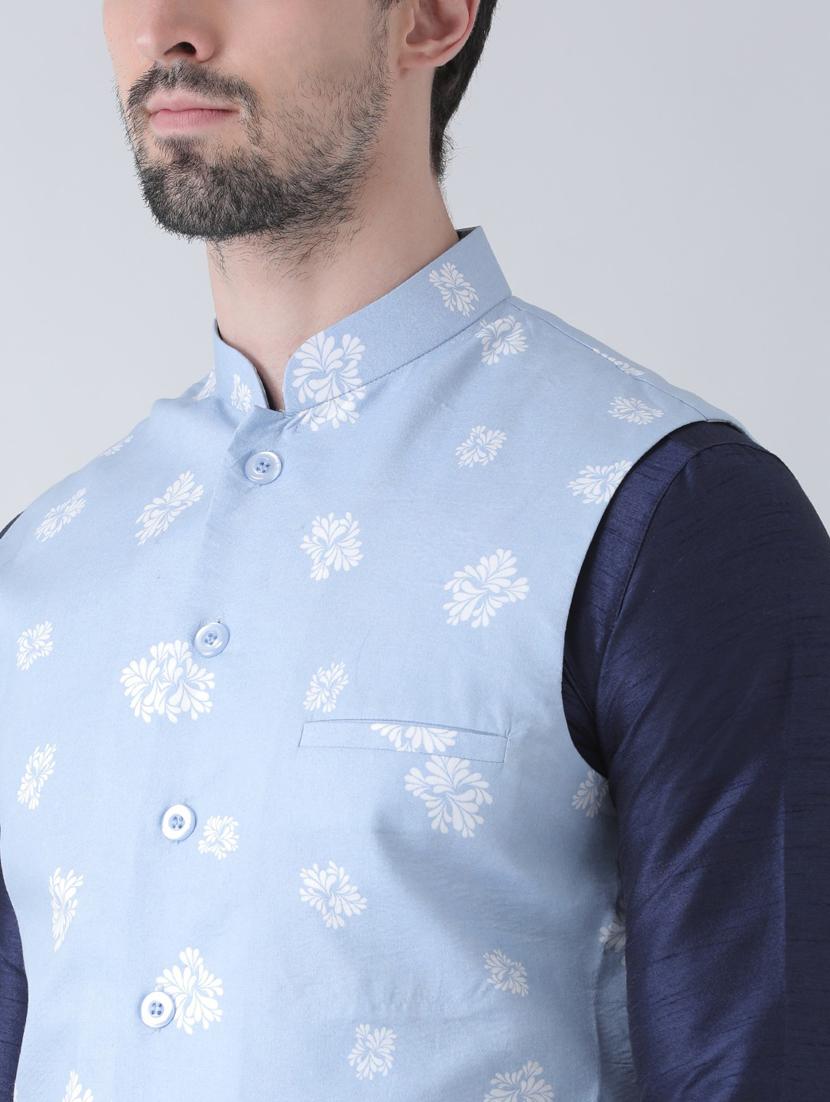 men mandarin neck kurta churidar with jacket - 21079696 - Standard Image - 3
