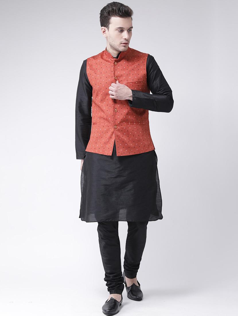 men mandarin neck kurta churidar with jacket - 21079707 -  Zoom Image - 0