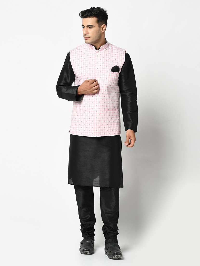 men mandarin kurta bottom with nehru jacket - 21079727 - Zoom Image - 0