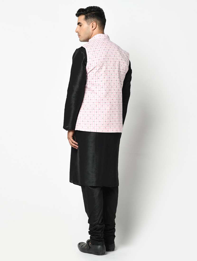 men mandarin kurta bottom with nehru jacket - 21079727 - Standard Image - 3