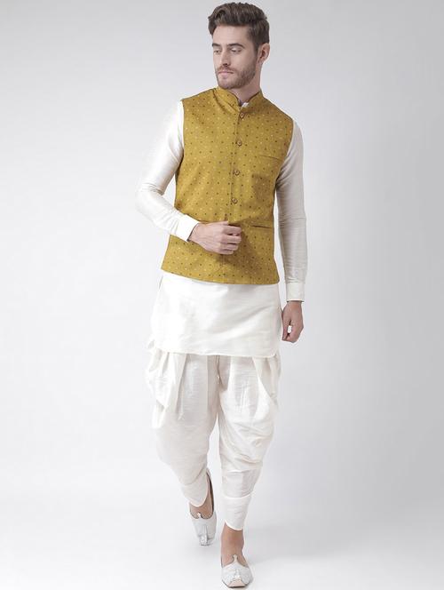 men white dhoti kurta ethnic wear set with jacket - 21079751 -  Standard Image - 0