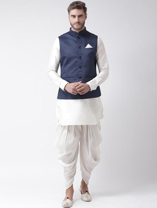 men mandarin neck dhoti kurta set with jacket - 21079761 -  Standard Image - 0