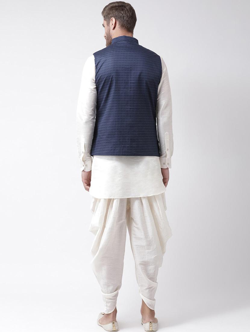 men mandarin neck dhoti kurta set with jacket - 21079761 - Standard Image - 3