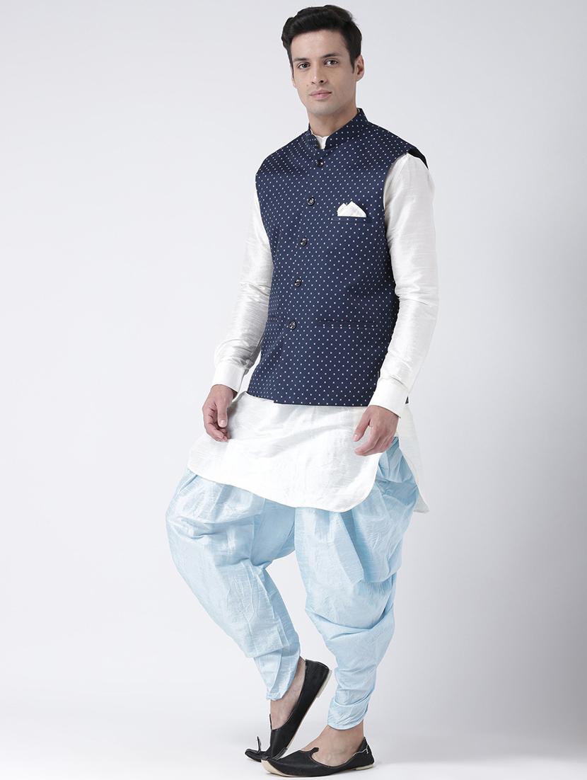 men mandarin neck kurta dhoti with jacket - 21079763 - Zoom Image - 0