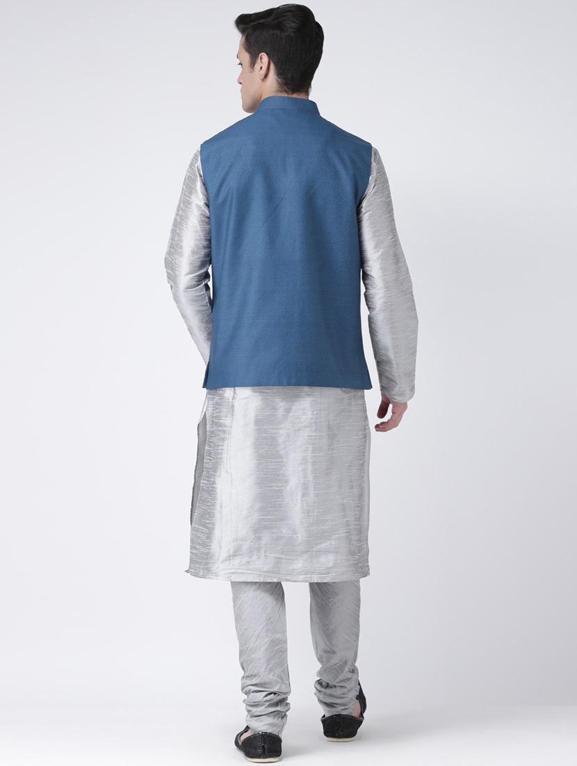 men mandarin neck kurta churidar with jacket - 21079768 - Standard Image - 3