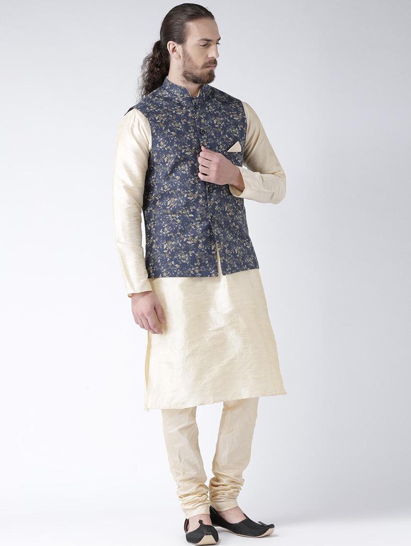 men cream kurta churidar ethnic wear set with jacket - 21079774 -  Zoom Image - 0