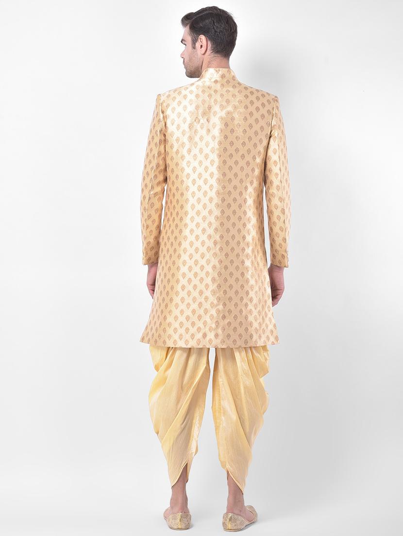 men long sleeve self design sherwani set - 21080104 - Standard Image - 3