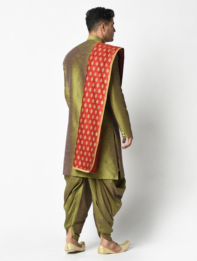 men long sleeve self design sherwani set - 21080113 - Standard Image - 3