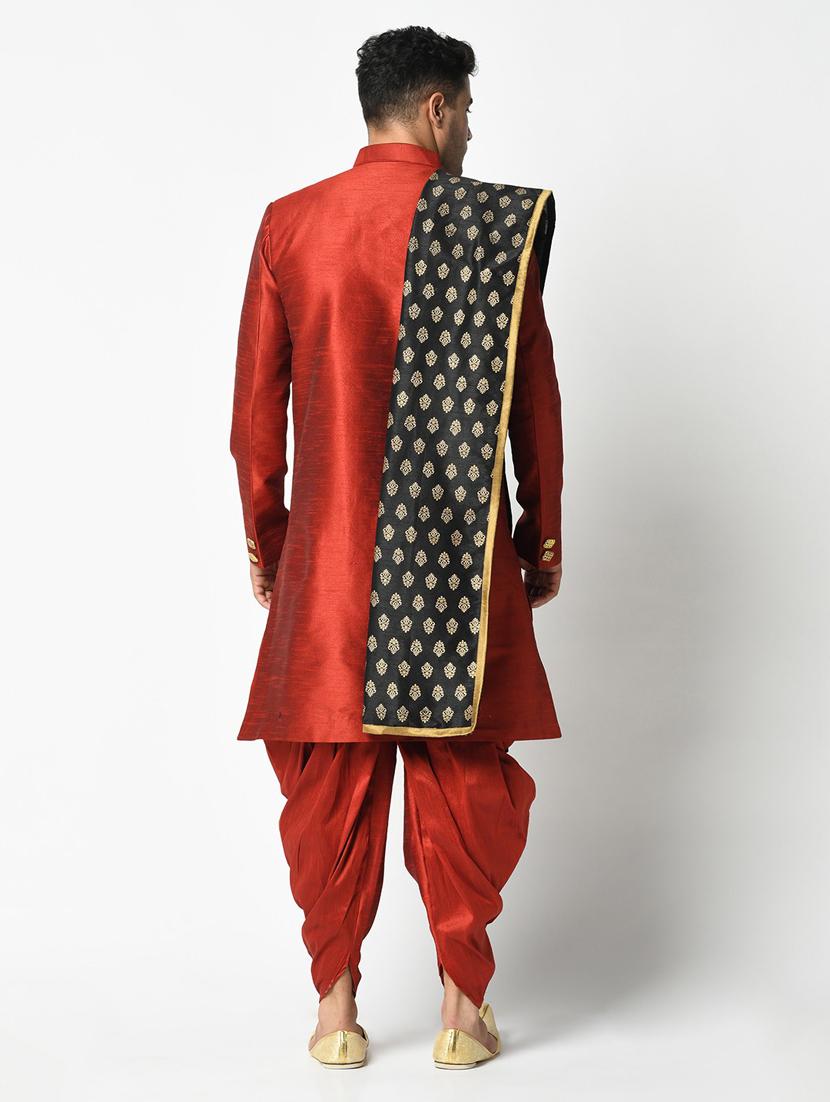 men long sleeve self design sherwani set - 21080119 - Standard Image - 3