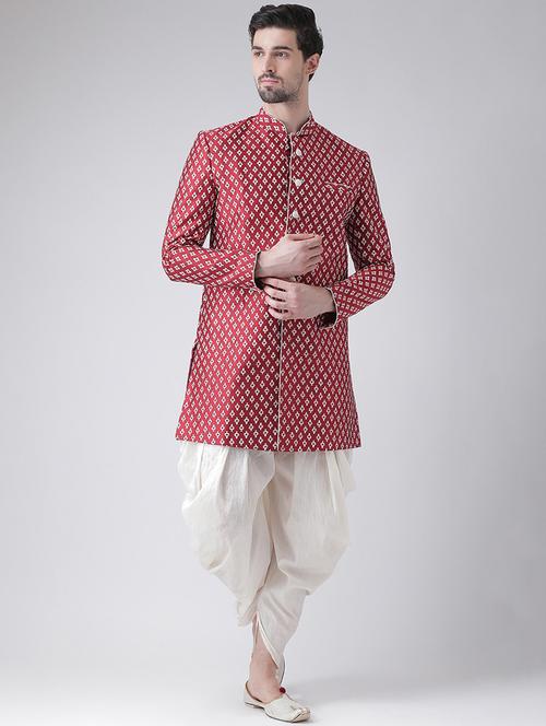 men long sleeve printed sherwani set - 21080179 - Standard Image - 0