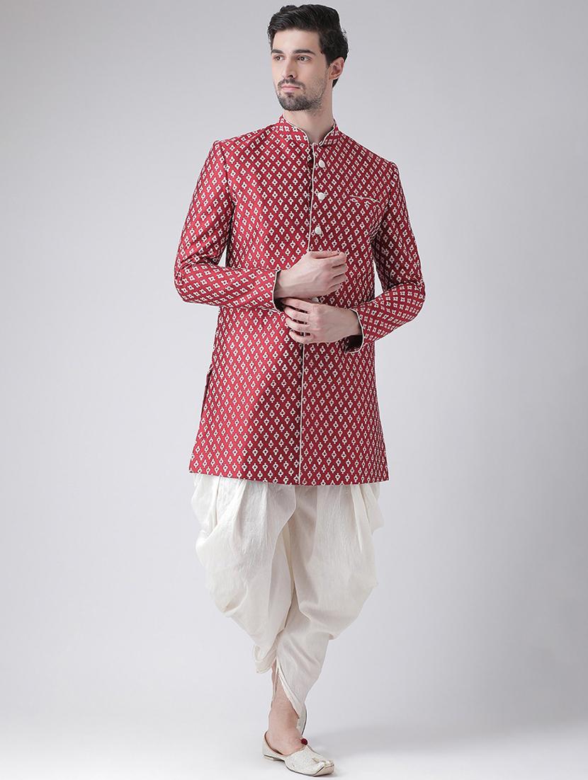 men long sleeve printed sherwani set - 21080179 - Zoom Image - 0