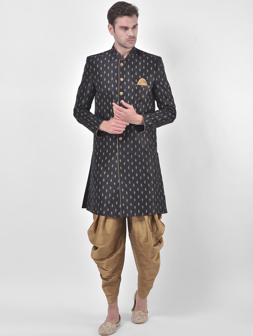 men long sleeve printed sherwani set - 21080188 -  Zoom Image - 0