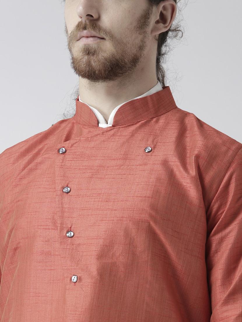 men white & brown kurta jacket & churidar set - 21080256 - Standard Image - 3