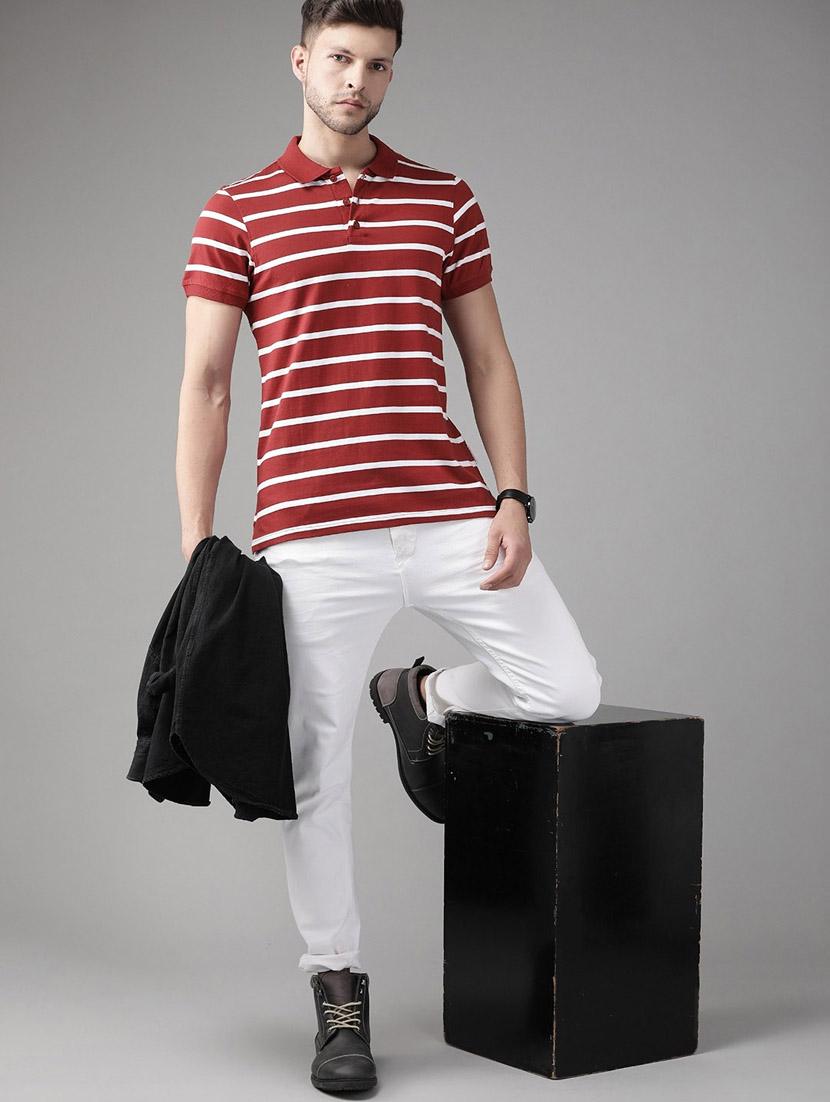 men red polo neck t-shirt - 21080269 - Standard Image - 3