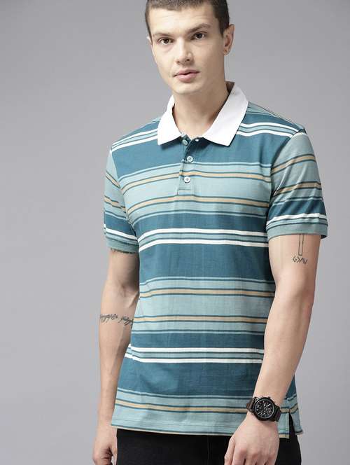 men polo neck striped t-shirt - 21080271 -  Standard Image - 0