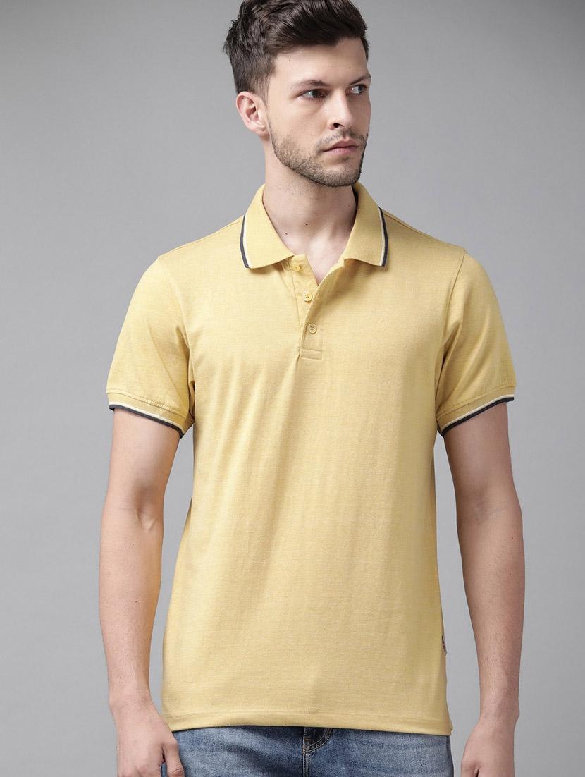 men yellow solids polo neck t-shirts - 21080275 - Zoom Image - 0