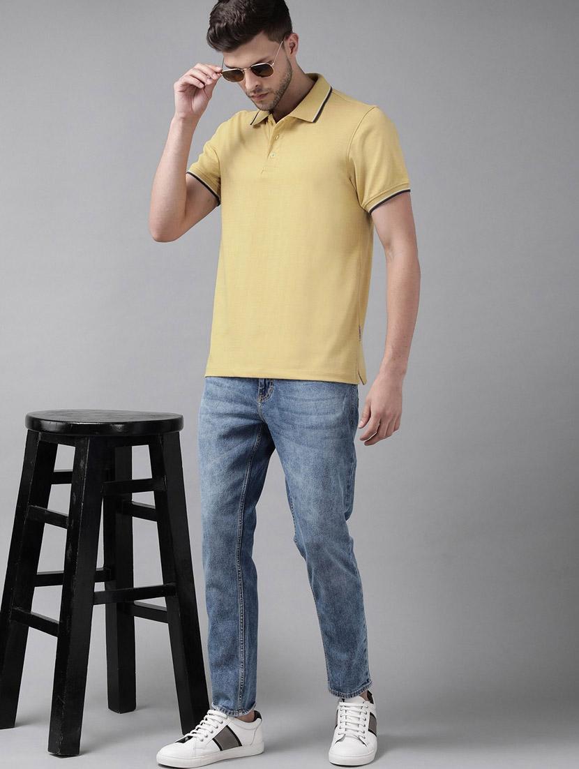 men yellow solids polo neck t-shirts - 21080275 - Standard Image - 3