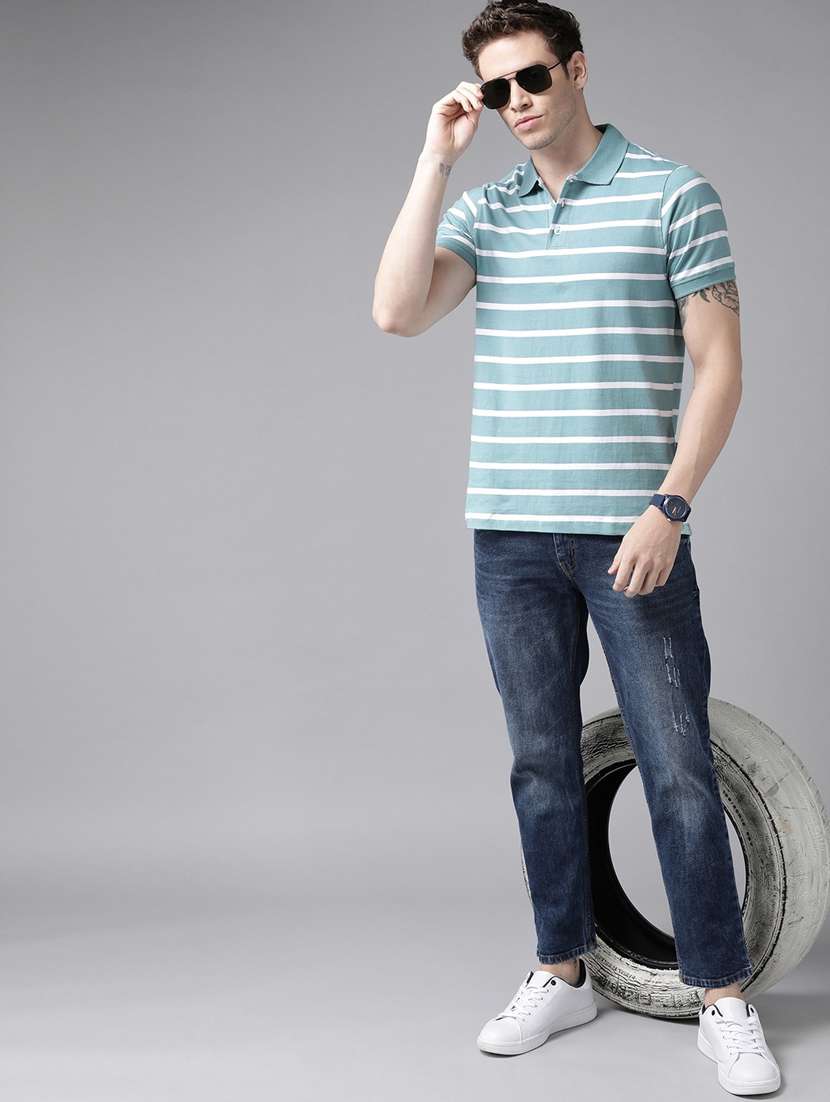 men polo neck striped t-shirt - 21080279 -  Standard Image - 3