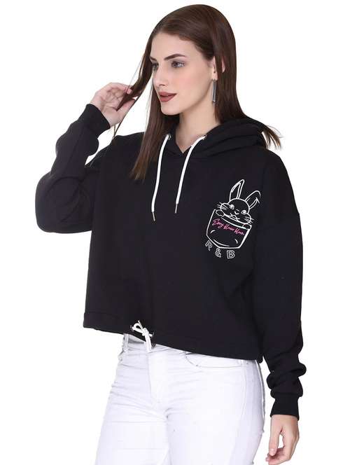 black cotton blend plain sweatshirt - 21081566 - Standard Image - 0