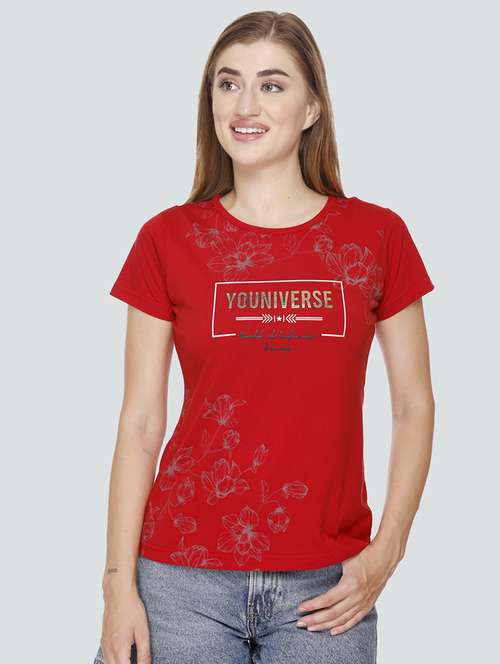 women round neck printed regular t-shirt - 21081680 -  Standard Image - 0