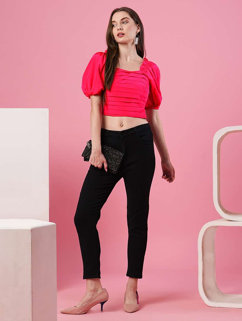 women solid color crop top - 21081691 -  Standard Image - 3