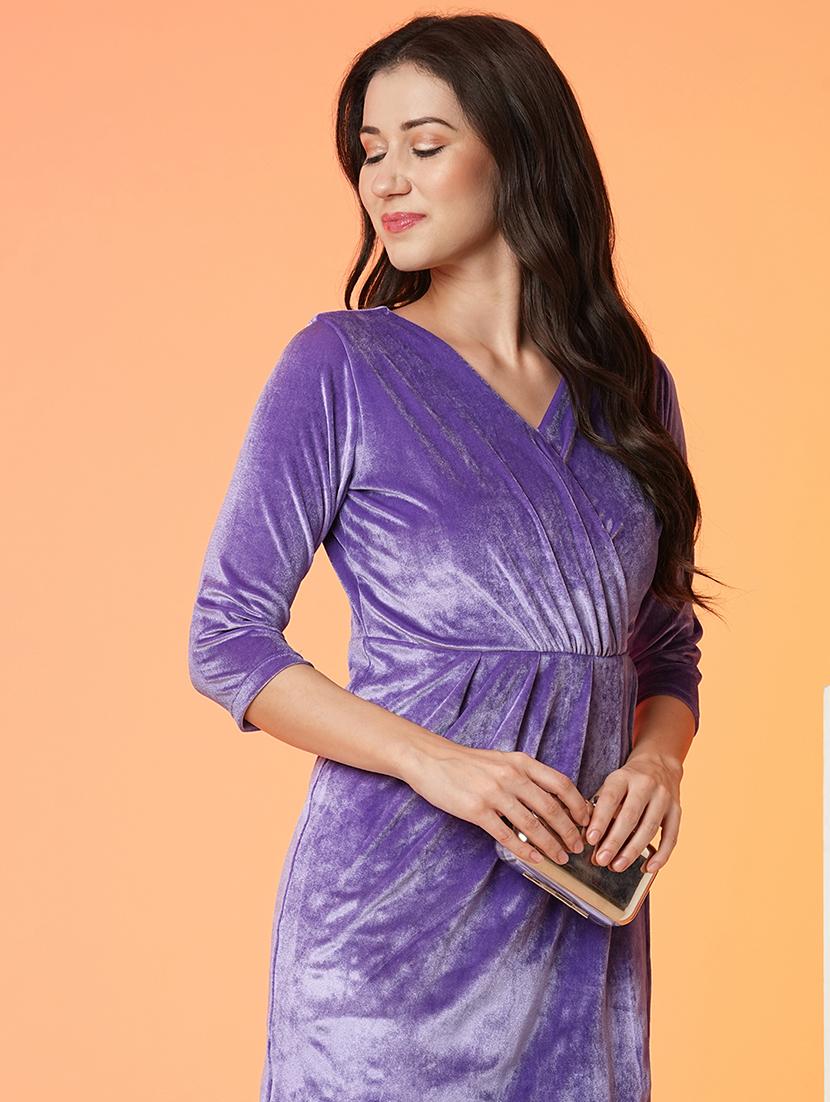 lavender polyester bodycon dress - 21081710 - Standard Image - 3