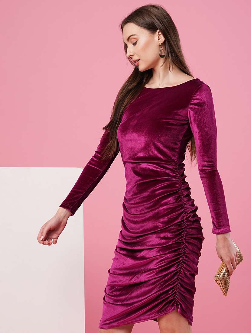 burgundy polyester bodycon dress - 21081713 -  Standard Image - 3