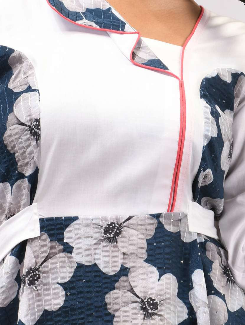 women blue floral printed fit & flare ethnic dress - 21081741 -  Standard Image - 5