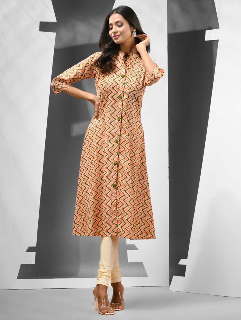 women printed cotton a-line kurta - 21081795 - Standard Image - 3