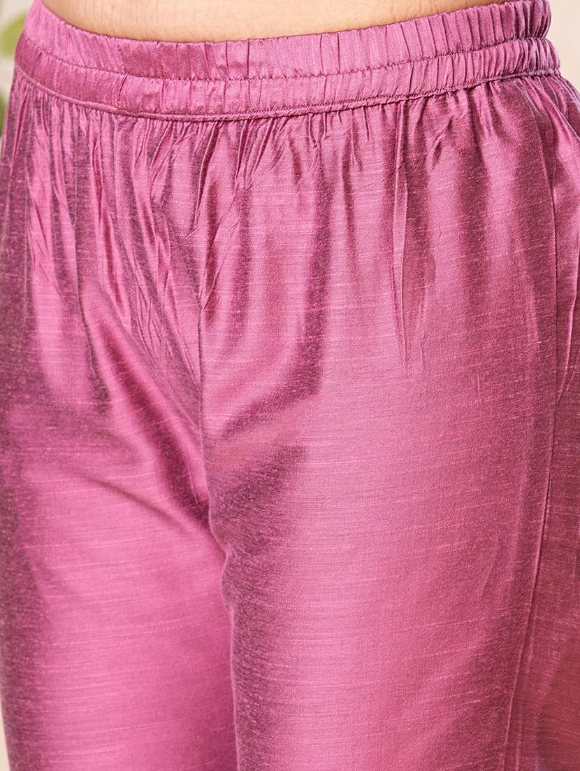 wome purple round neck kurta pant set - 21082078 -  Standard Image - 5