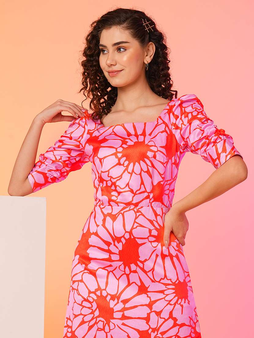 pink polyester a-line dress - 21082088 - Standard Image - 3
