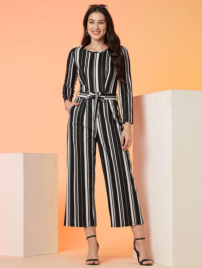 women black striped full leg jumpsuit - 21082117 -  Zoom Image - 0