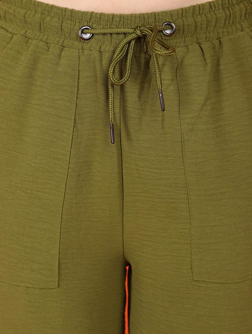 green polyester wide leg trouser - 21082152 - Standard Image - 5