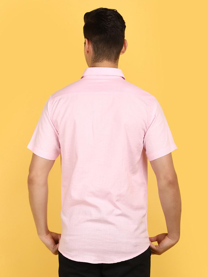 men pink solid regular fit collared casual shirt - 21082290 - Standard Image - 3
