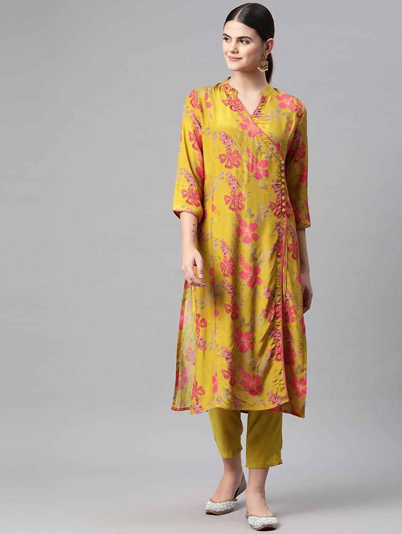 women three quarter sleeve kurta pant set - 21082618 - Zoom Image - 0