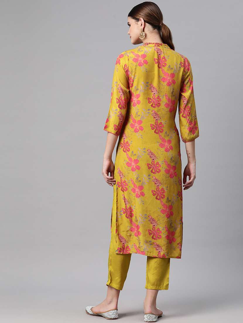 women three quarter sleeve kurta pant set - 21082618 - Standard Image - 3
