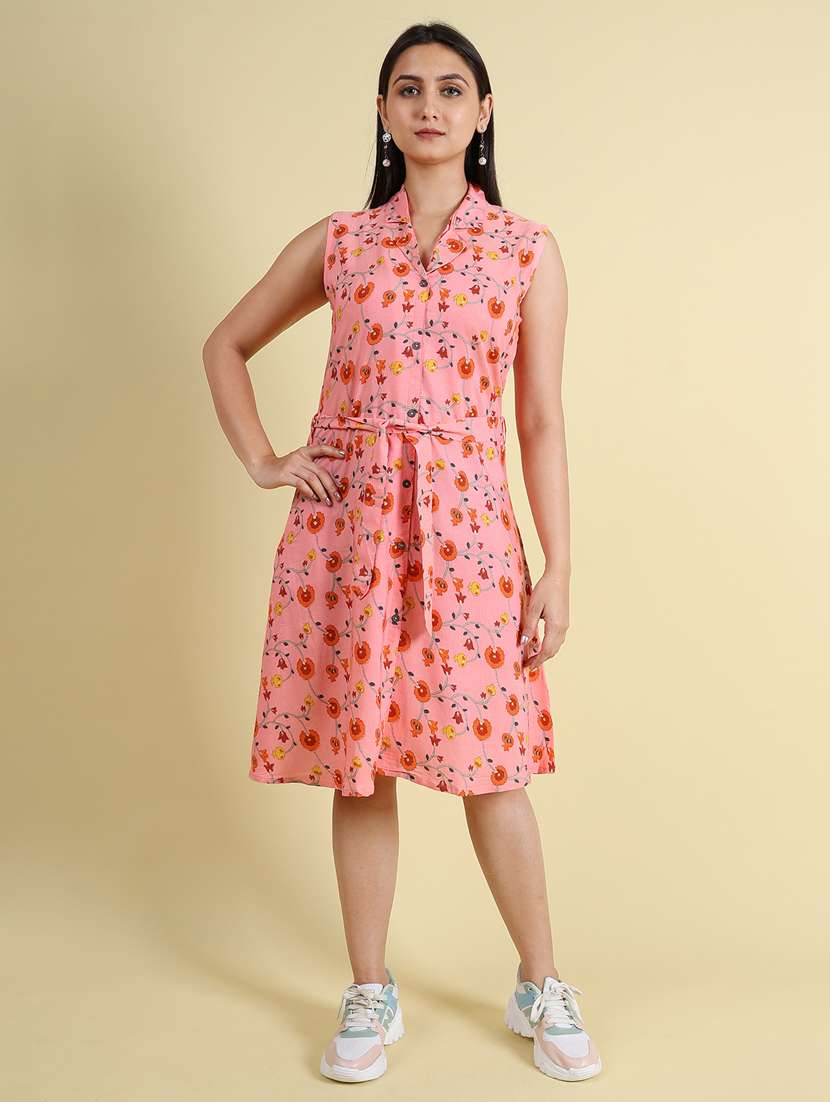pink silk blend a-line dress - 21083023 - Zoom Image - 0